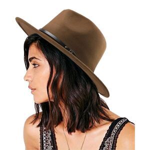✨NWOT✨Women Belt Buckle Fedora Hat Classic Wide Brim Floppy Felt Panama Hat✨
